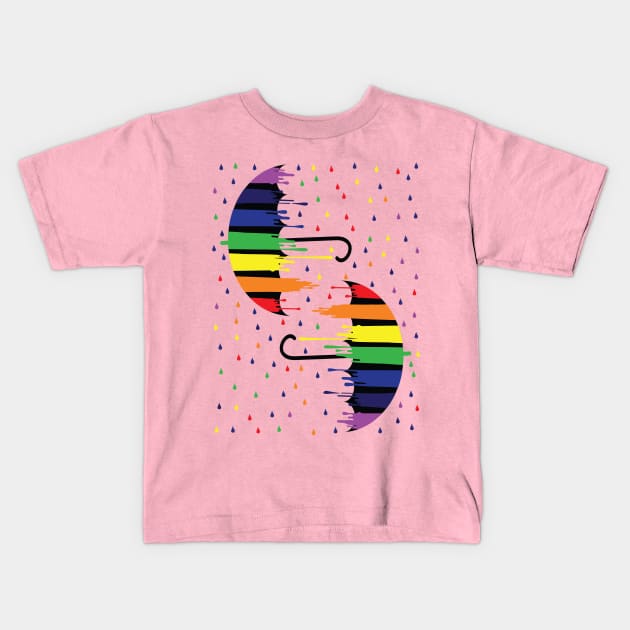 Rainbow umbrella Kids T-Shirt by CindyS